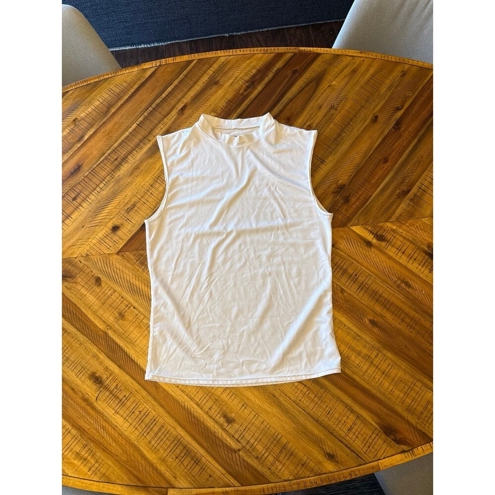 Nike Golf White Sleeveless Mock Neck Compression Base Layer Shirt Size L